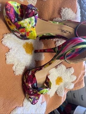 Wild Rose Vibrant Floral Platform Stilettos - Pink, Green, Yellow